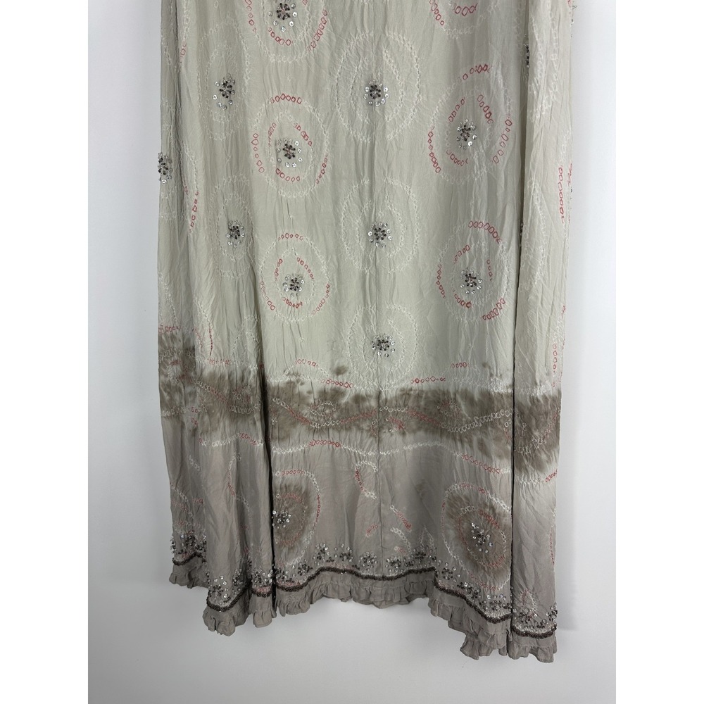Jane Seymour Silk Skirt Size 12 MS Gypsy Boho Ethereal Beaded Sequin Maxi Ombre - Picture 4 of 15